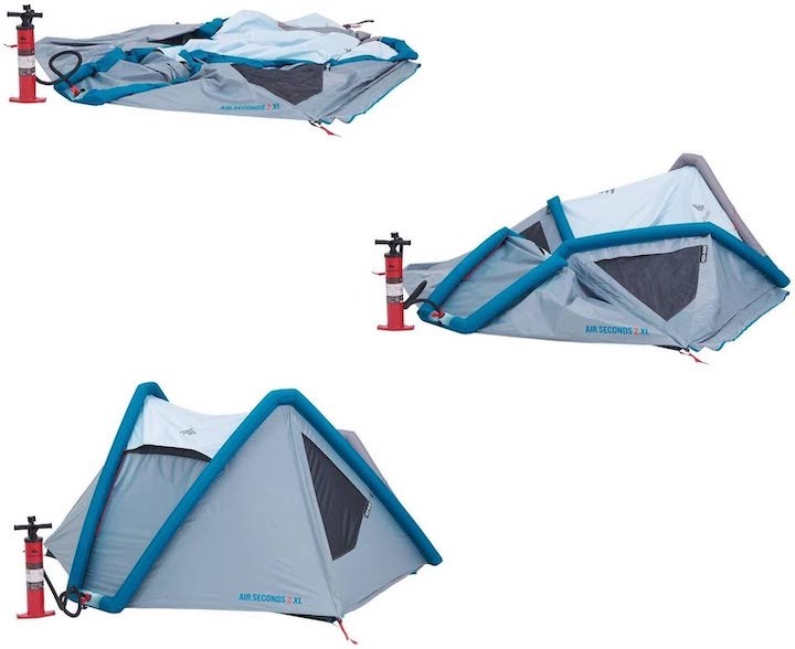 Quechua-Campingzelt-AIR-Aufbau-mit-Luftpumpe